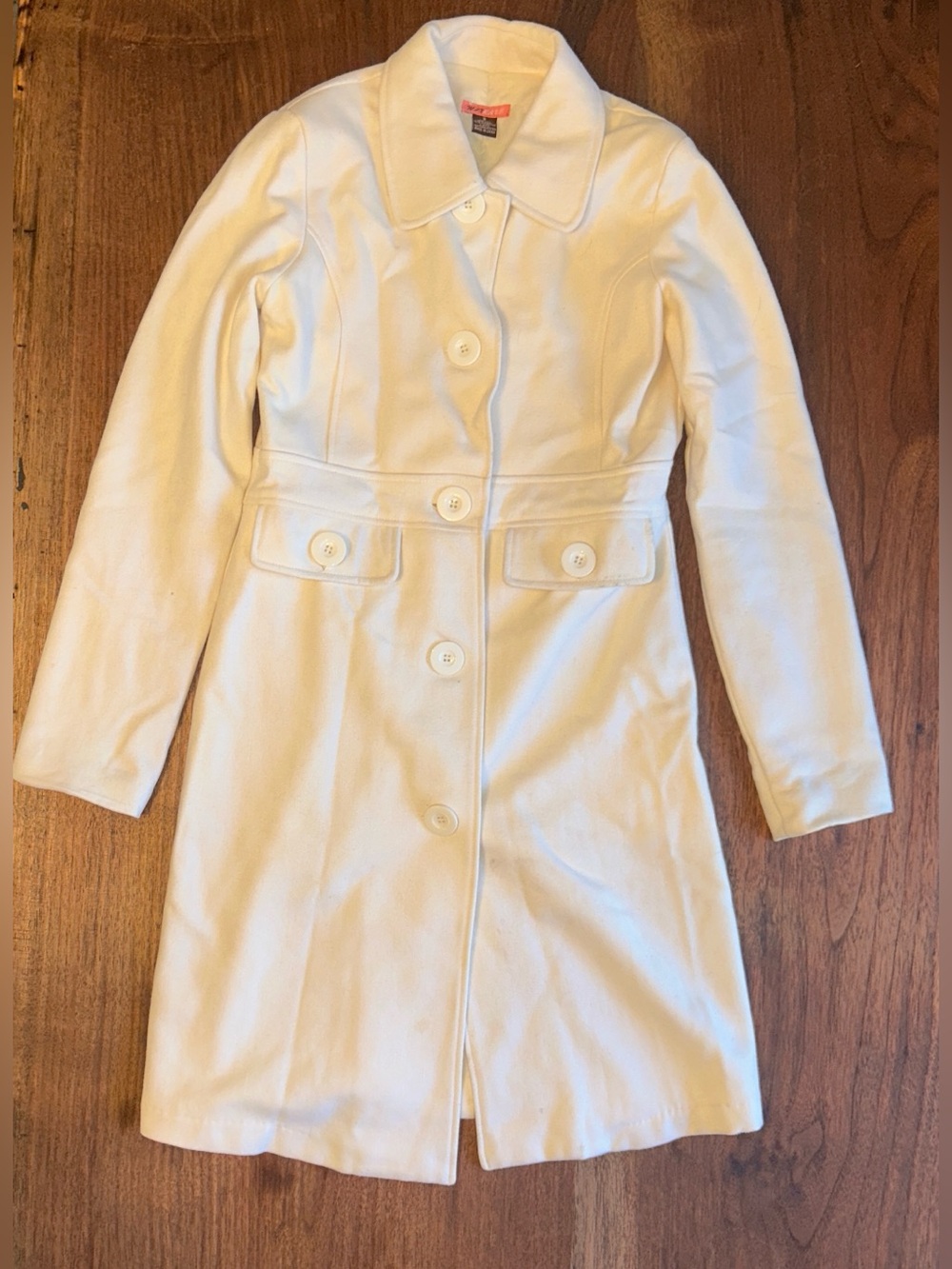 Max Rave White Peacoat Tench coat 50% 50% polyester Wool Women's Small
